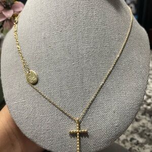 Time & True Gold diamond Studded Cross Pendant Necklace adjustable chain